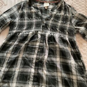 Knox Rose Black and White Plaid Button Down Shirt